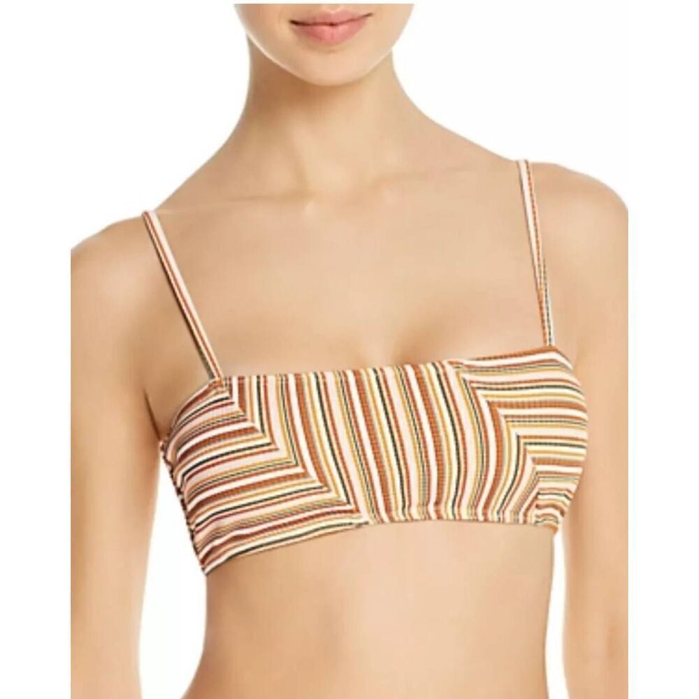 Ellejay Lauren Bandeau Bikini Top Size Small in Orange Stripe